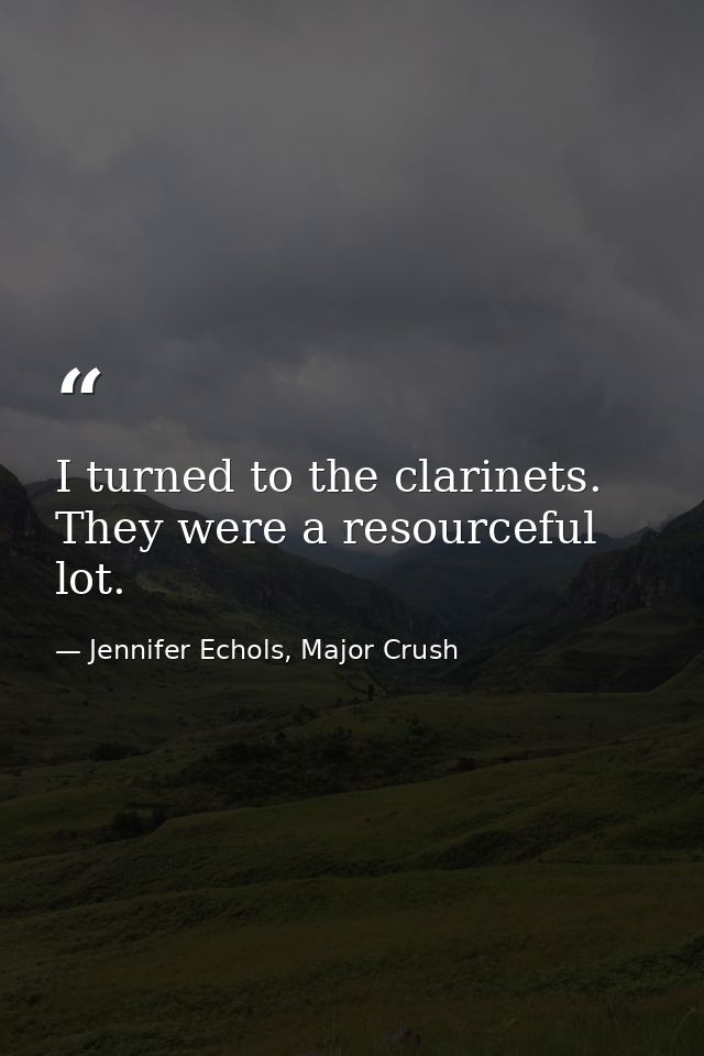 I turned to the clarinets. They were a resourceful lot. — Jennifer Echols, Major Crush