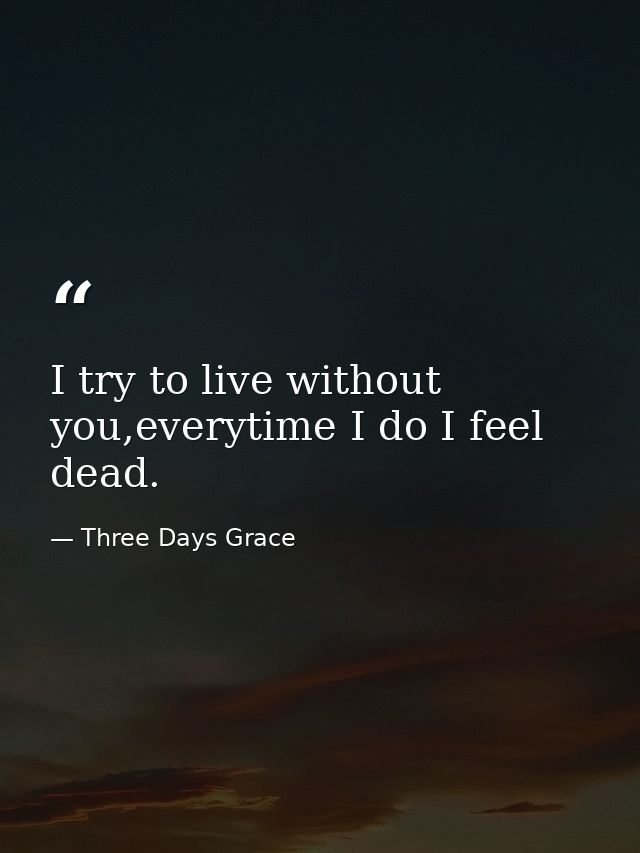 I try to live without you,everytime I do I feel dead. — Three Days Grace