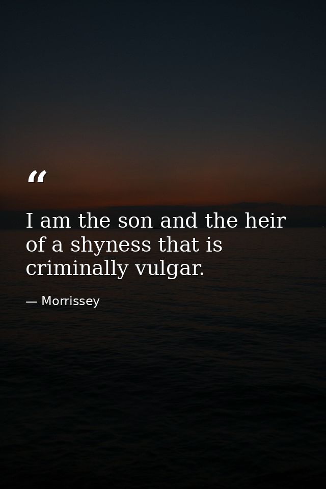 I am the son and the heir of a shyness that is criminally vulgar. — Morrissey