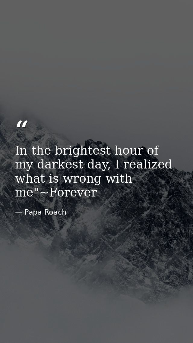 In the brightest hour of my darkest day, I realized what is wrong with me"~Forever — Papa Roach
