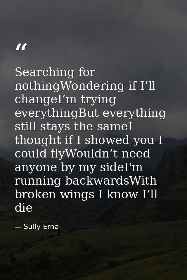 Searching for nothingWondering if I’ll changeI’m trying everythingBut everything still stays the sameI thought if I show — Sully Erna
