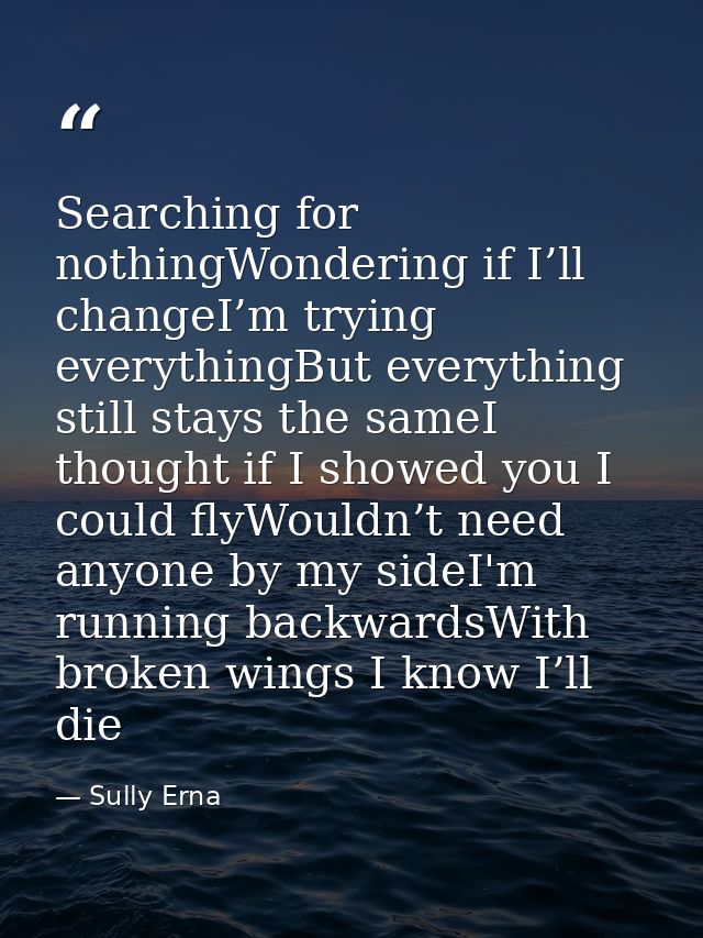 Searching for nothingWondering if I’ll changeI’m trying everythingBut everything still stays the sameI thought if I show — Sully Erna