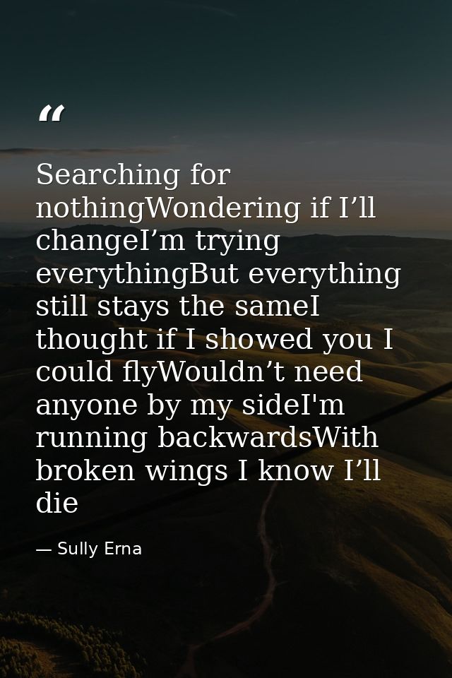 Searching for nothingWondering if I’ll changeI’m trying everythingBut everything still stays the sameI thought if I show — Sully Erna