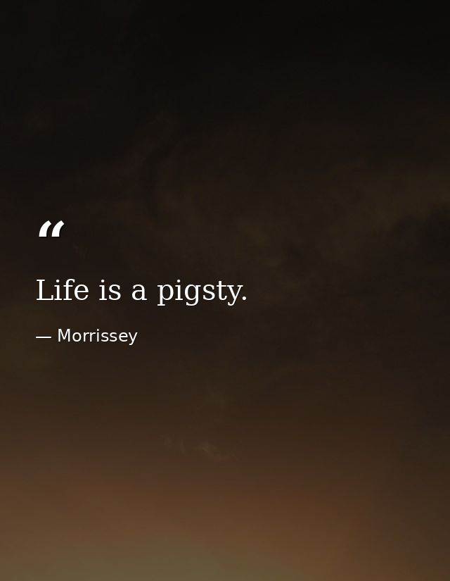Life is a pigsty. — Morrissey