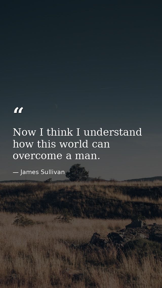 Now I think I understand how this world can overcome a man. — James Sullivan