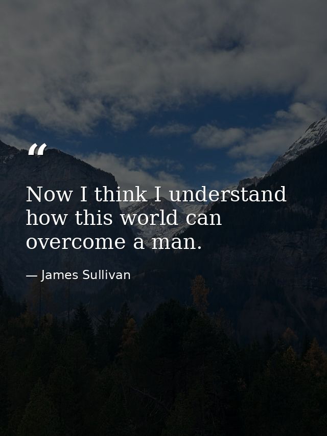 Now I think I understand how this world can overcome a man. — James Sullivan