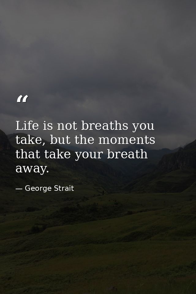 Life is not breaths you take, but the moments that take your breath away. — George Strait