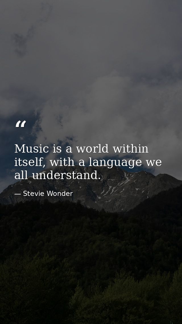 Music is a world within itself, with a language we all understand. — Stevie Wonder