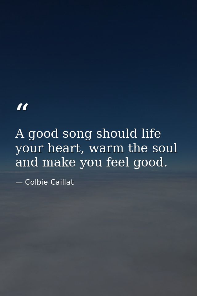 A good song should life your heart, warm the soul and make you feel good. — Colbie Caillat