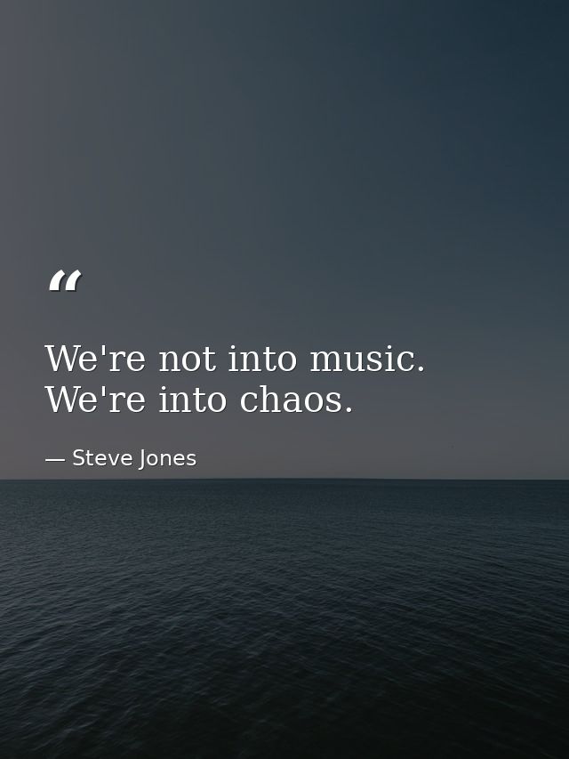 We're not into music. We're into chaos. — Steve Jones
