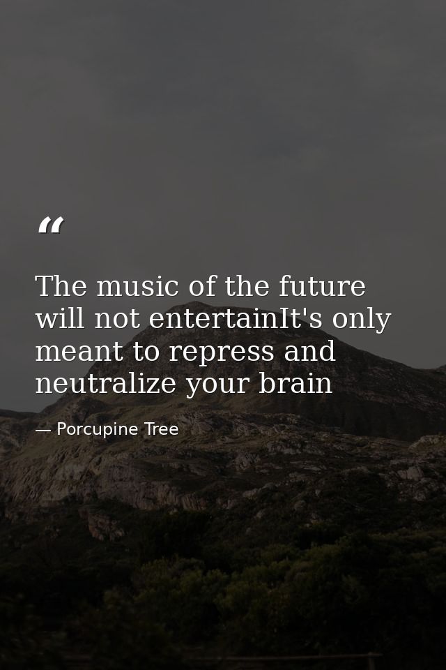 The music of the future will not entertainIt's only meant to repress and neutralize your brain — Porcupine Tree