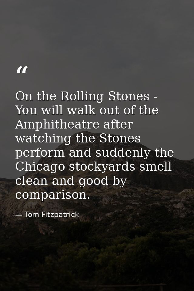On the Rolling Stones - You will walk out of the Amphitheatre after watching the Stones perform and suddenly the Chicago — Tom Fitzpatrick