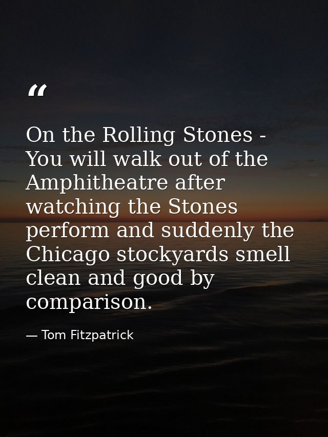 On the Rolling Stones - You will walk out of the Amphitheatre after watching the Stones perform and suddenly the Chicago — Tom Fitzpatrick