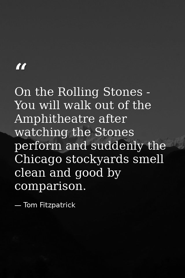 On the Rolling Stones - You will walk out of the Amphitheatre after watching the Stones perform and suddenly the Chicago — Tom Fitzpatrick