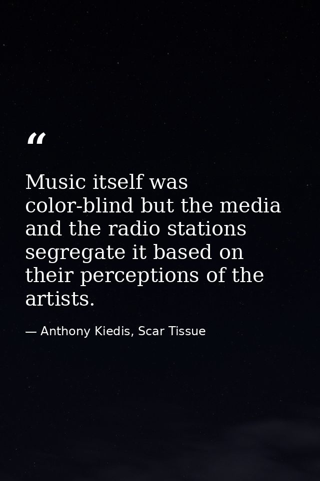 Music itself was color-blind but the media and the radio stations segregate it based on their perceptions of the artists — Anthony Kiedis, Scar Tissue