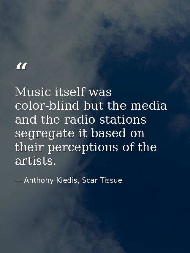 Music itself was color-blind but the media and the radio stations segregate it based on their perceptions of the artists — Anthony Kiedis, Scar Tissue