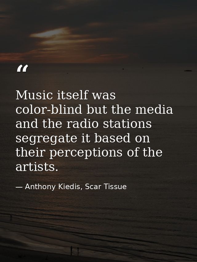 Music itself was color-blind but the media and the radio stations segregate it based on their perceptions of the artists — Anthony Kiedis, Scar Tissue