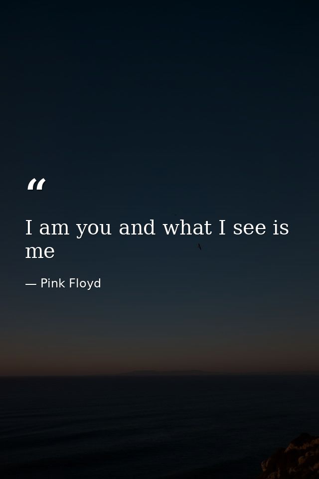 I am you and what I see is me — Pink Floyd