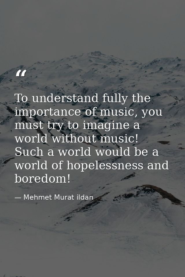 To understand fully the importance of music, you must try to imagine a world without music! Such a world would be a worl — Mehmet Murat ildan