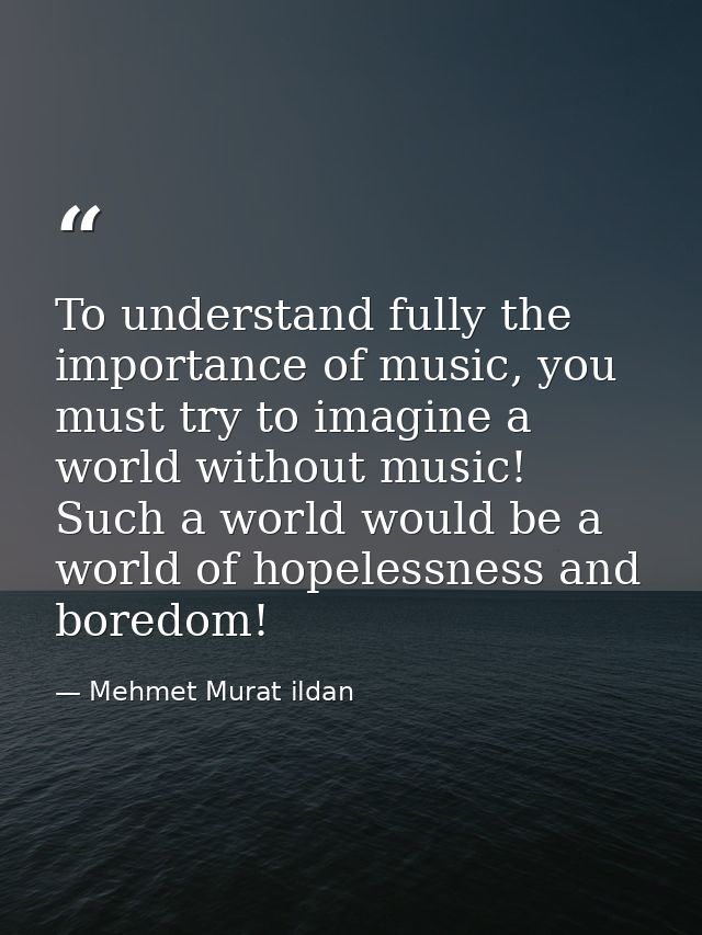 To understand fully the importance of music, you must try to imagine a world without music! Such a world would be a worl — Mehmet Murat ildan
