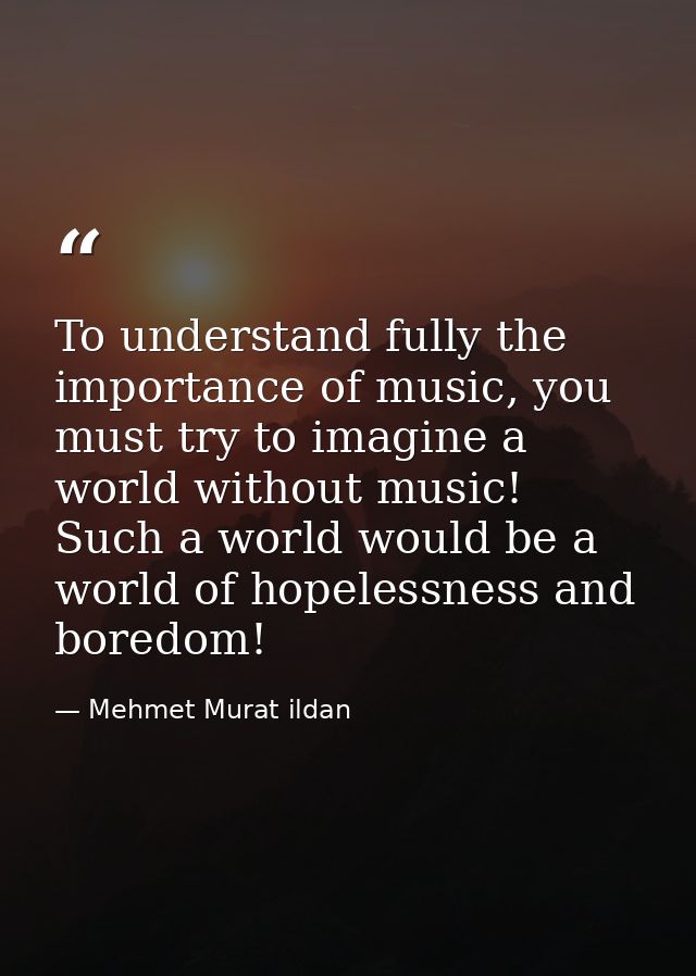 To understand fully the importance of music, you must try to imagine a world without music! Such a world would be a worl — Mehmet Murat ildan