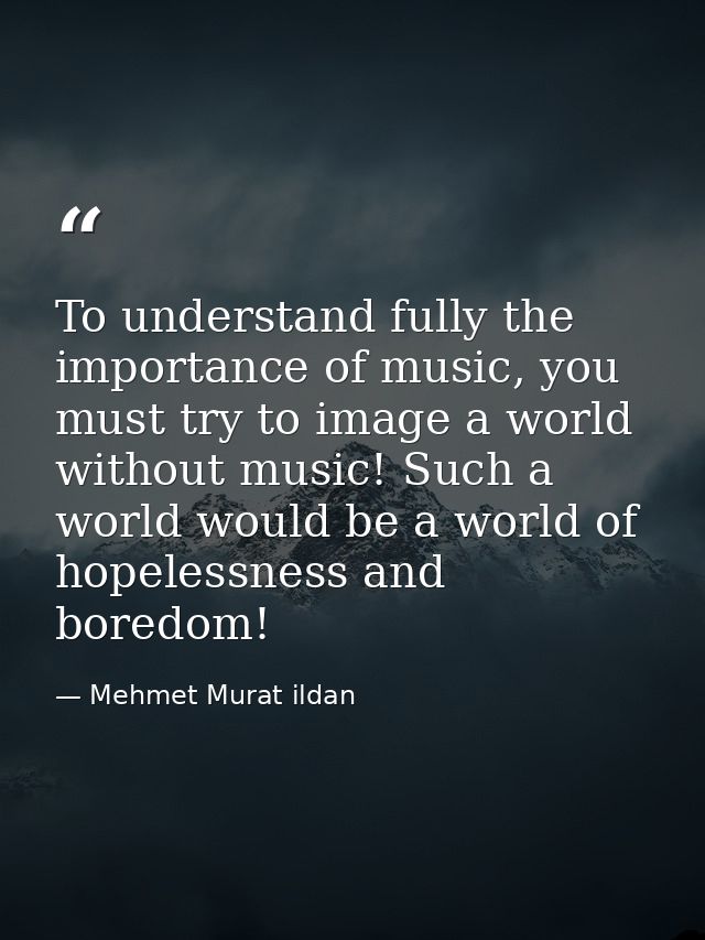 To understand fully the importance of music, you must try to image a world without music! Such a world would be a world  — Mehmet Murat ildan