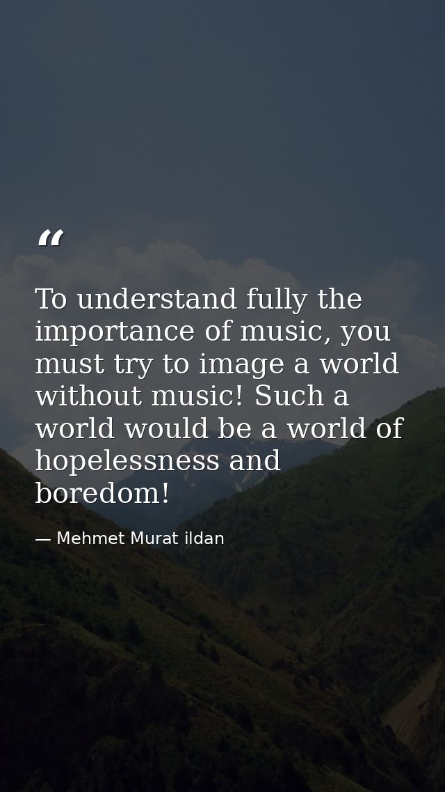 To understand fully the importance of music, you must try to image a world without music! Such a world would be a world  — Mehmet Murat ildan