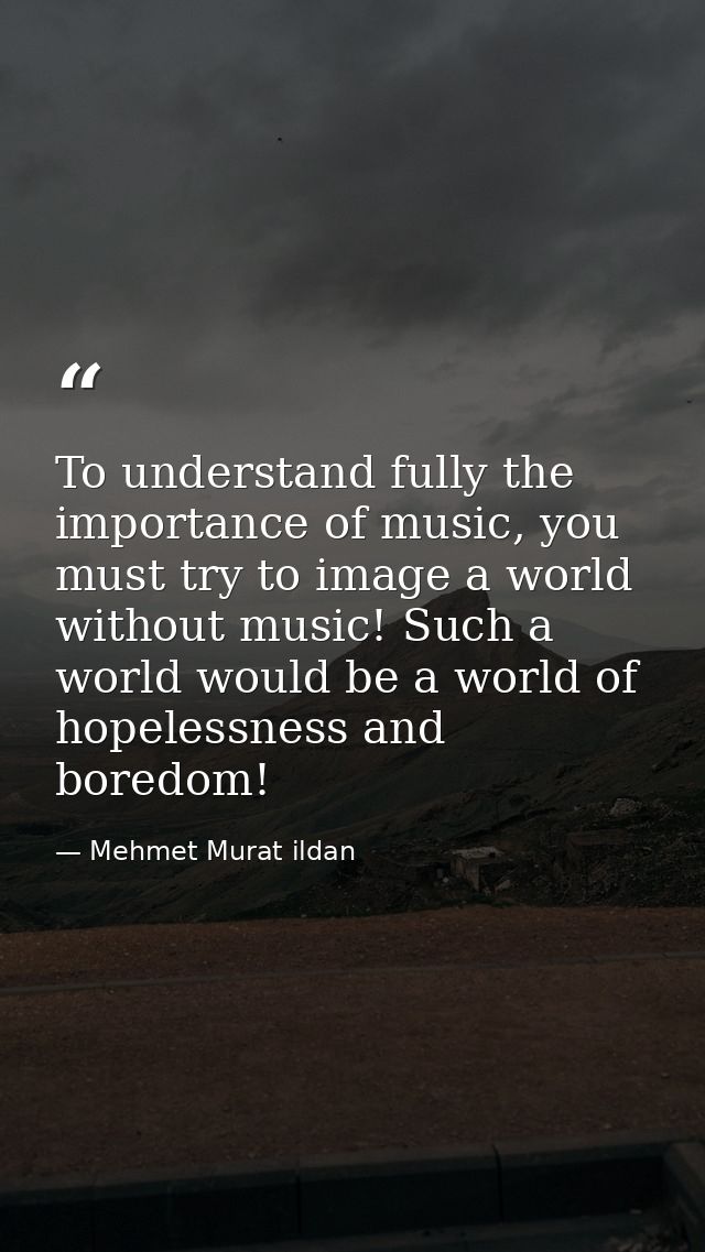 To understand fully the importance of music, you must try to image a world without music! Such a world would be a world  — Mehmet Murat ildan