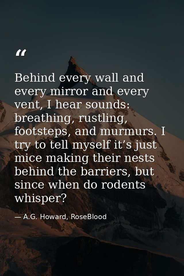 Behind every wall and every mirror and every vent, I hear sounds: breathing, rustling, footsteps, and murmurs. I try to  — A.G. Howard, RoseBlood