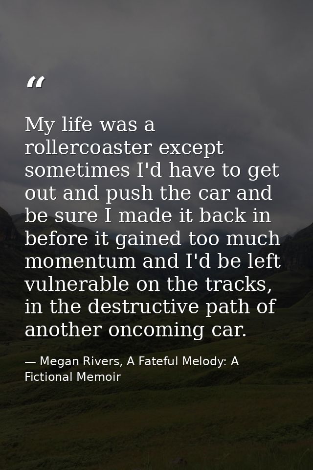 My life was a rollercoaster except sometimes I'd have to get out and push the car and be sure I made it back in before i — Megan Rivers, A Fateful Melody: A Fictional Memoir