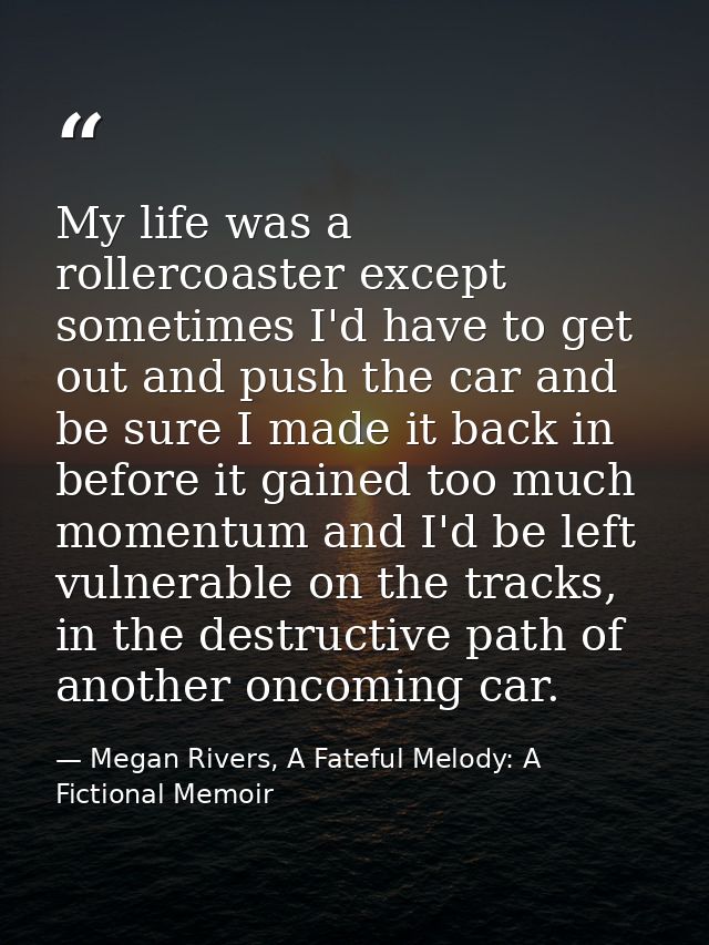 My life was a rollercoaster except sometimes I'd have to get out and push the car and be sure I made it back in before i — Megan Rivers, A Fateful Melody: A Fictional Memoir
