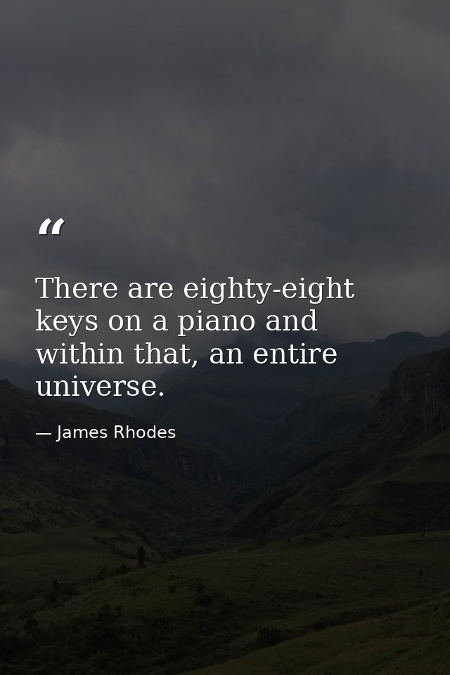 There are eighty-eight keys on a piano and within that, an entire universe. — James Rhodes