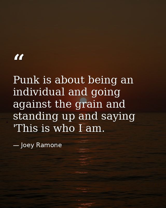 Punk is about being an individual and going against the grain and standing up and saying 'This is who I am. — Joey Ramone