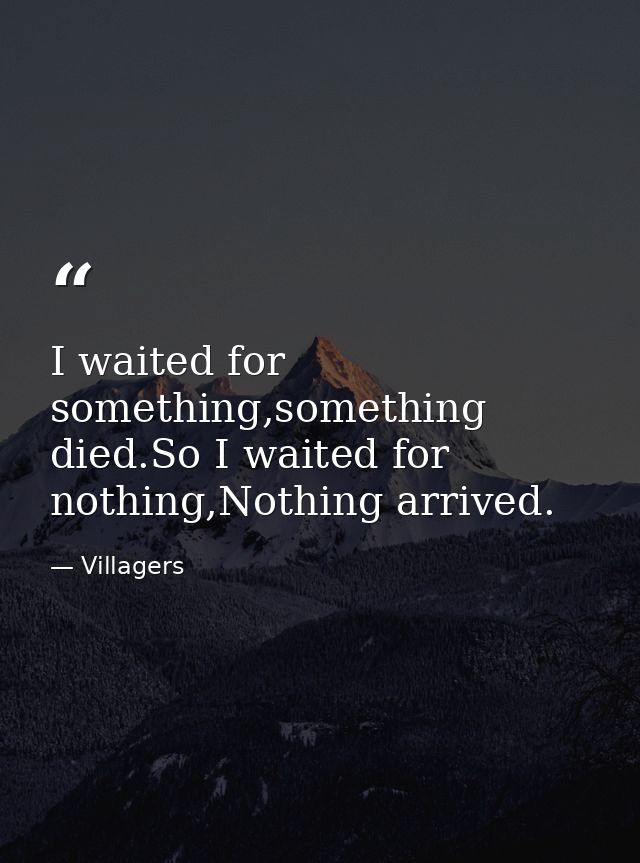 I waited for something,something died.So I waited for nothing,Nothing arrived. — Villagers