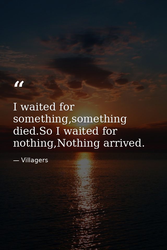I waited for something,something died.So I waited for nothing,Nothing arrived. — Villagers