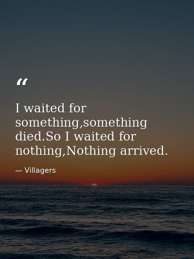 I waited for something,something died.So I waited for nothing,Nothing arrived. — Villagers