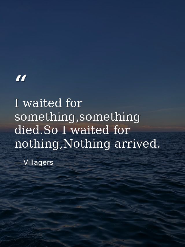 I waited for something,something died.So I waited for nothing,Nothing arrived. — Villagers