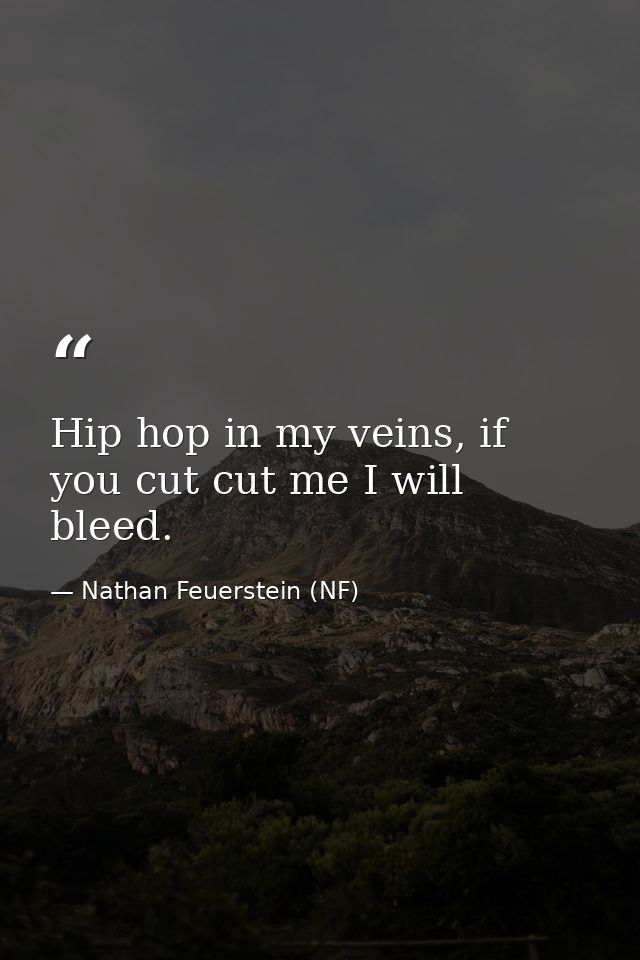 Hip hop in my veins, if you cut cut me I will bleed. — Nathan Feuerstein (NF)