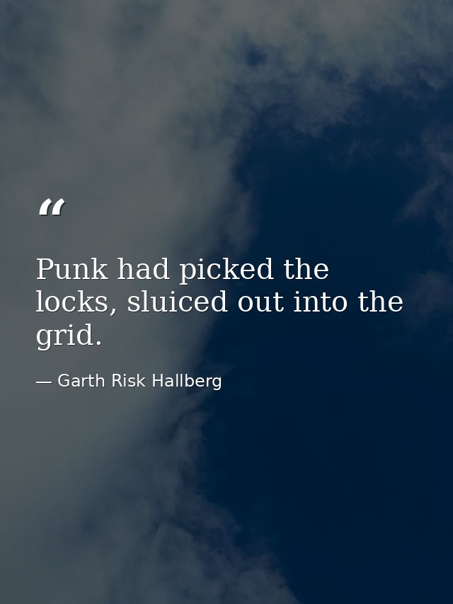 Punk had picked the locks, sluiced out into the grid. — Garth Risk Hallberg
