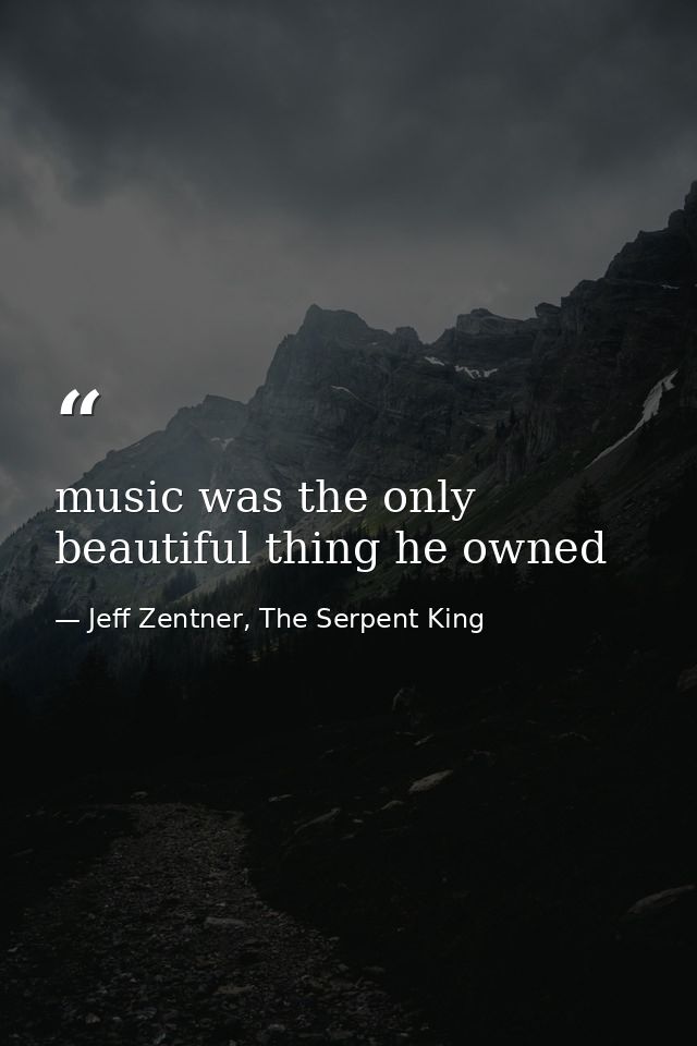 music was the only beautiful thing he owned — Jeff Zentner, The Serpent King