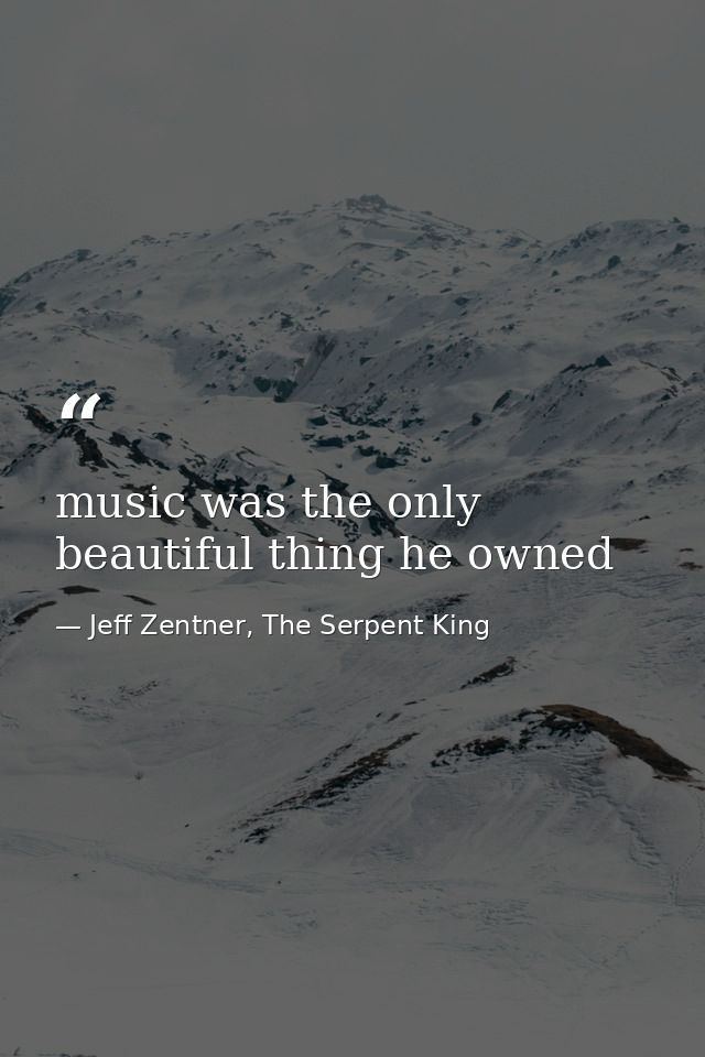 music was the only beautiful thing he owned — Jeff Zentner, The Serpent King