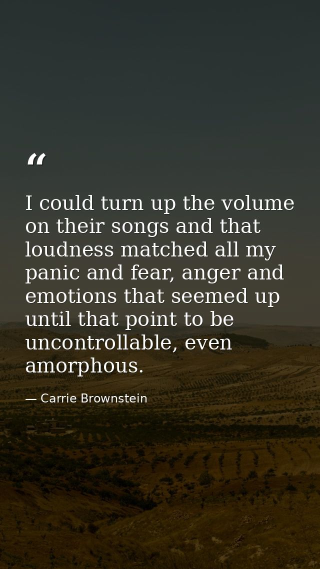 I could turn up the volume on their songs and that loudness matched all my panic and fear, anger and emotions that seeme — Carrie Brownstein