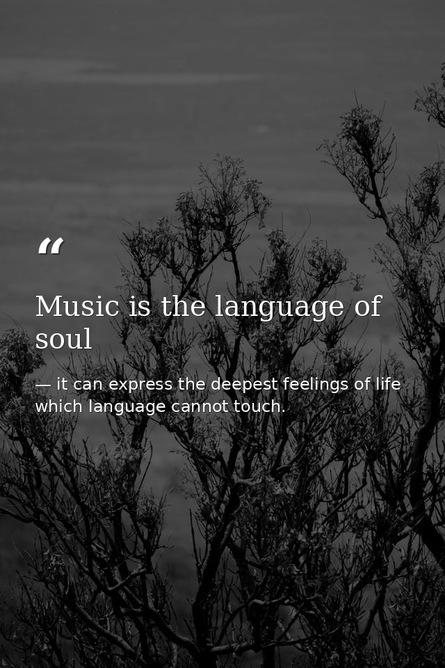 Music is the language of soul — it can express the deepest feelings of life which language cannot touch.