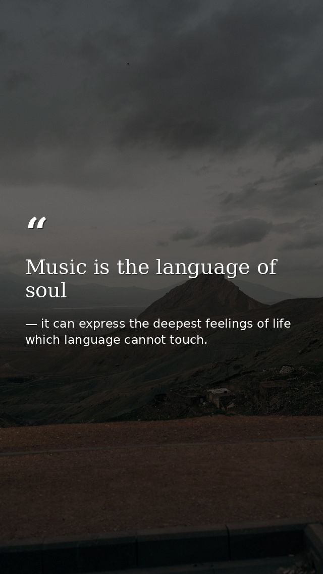 Music is the language of soul — it can express the deepest feelings of life which language cannot touch.