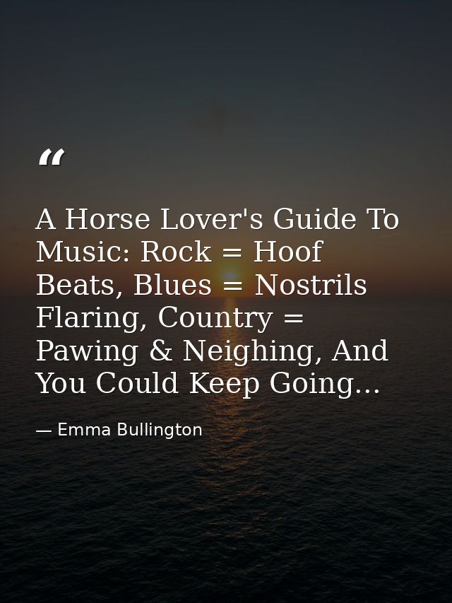 A Horse Lover's Guide To Music: Rock = Hoof Beats, Blues = Nostrils Flaring, Country = Pawing & Neighing, And You Could  — Emma Bullington