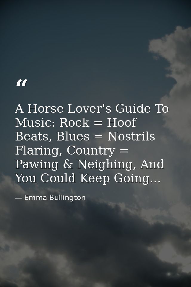 A Horse Lover's Guide To Music: Rock = Hoof Beats, Blues = Nostrils Flaring, Country = Pawing & Neighing, And You Could  — Emma Bullington