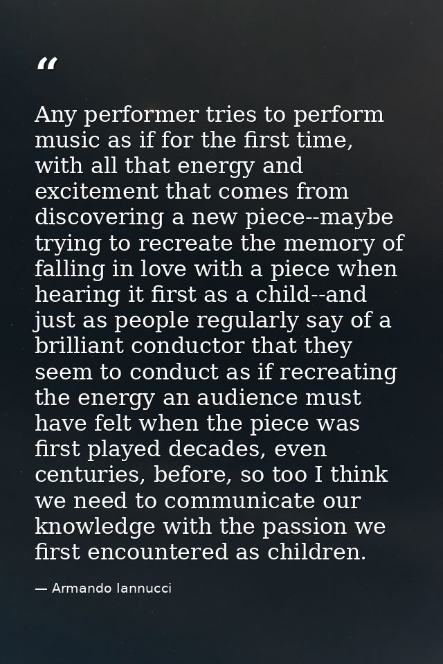 Any performer tries to perform music as if for the first time, with all that energy and excitement that comes from disco — Armando Iannucci