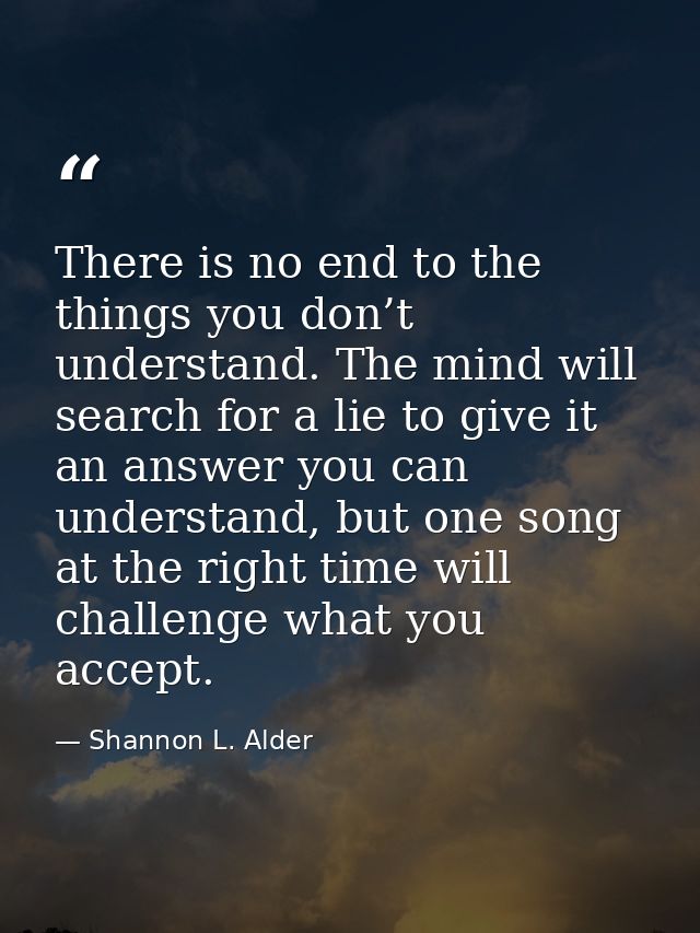 There is no end to the things you don’t understand. The mind will search for a lie to give it an answer you can understa — Shannon L. Alder