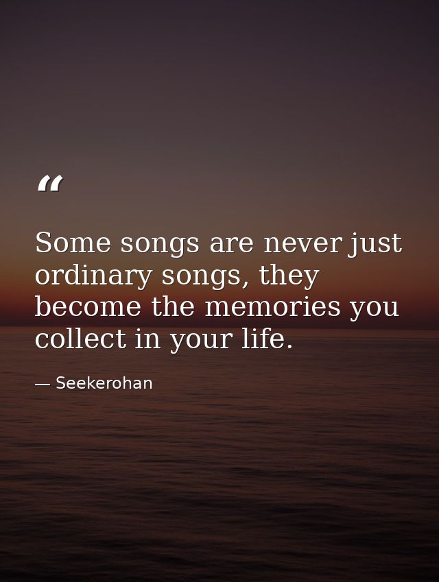 Some songs are never just ordinary songs, they become the memories you collect in your life. — Seekerohan