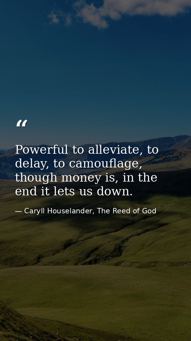 Powerful to alleviate, to delay, to camouflage, though money is, in the end it lets us down. — Caryll Houselander, The Reed of God